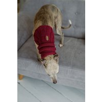 Rot Hunde Snood Mit Loch Für Die Leine Handgestrickter Whippet Schal Wolle Greyhound Kopfwärmer von WoolenWoolShop
