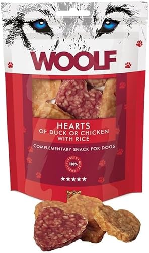 Sparpack 10x100gr - Woolf Snacks von Ente und Huhn für Hunde - Leckerlis, Natürliche herzförmige Leckerlis für Hunde Sparpack 10x100gr - Woolf Snacks von Ente und Huhn für Hunde - Leckerlis, Natürliche herzförmige Leckerlis für Hunde von Woolf
