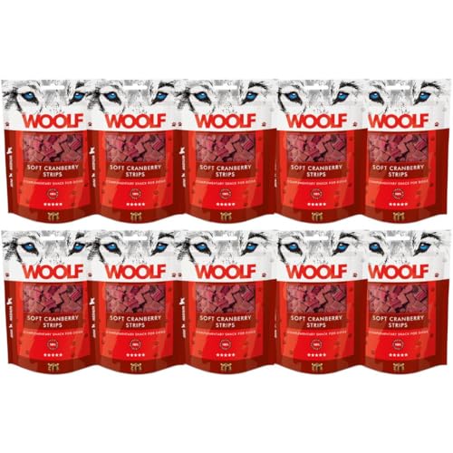 Woolf Snack Hund Cranberry (Moosbeeren) Streifen (Cranberry, 10 x 100g) von Woolf