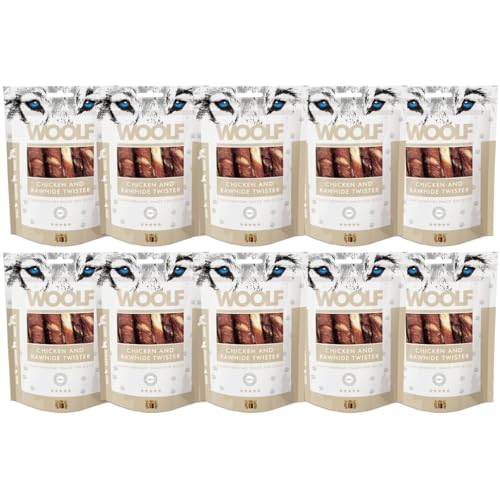Woolf Hühnchen Twister / Chicken and Rawhide Twister | 10 x 100g Snack für Hunde von Woolf