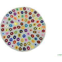 Filz Kugelteppich Mit Blumen Design - Runder Filzkugelteppich Kinderzimmer Teppich Handgemachter Bodenteppich | 40-300 cm von WoollyFelts