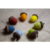 Eichel Gefilzte Eicheln Naturfarben 7Er Set Rustikale Dekoration Weihnachten Wohndeko Baumschmuck, Tannenbaum Deko von WoollyFoxUA