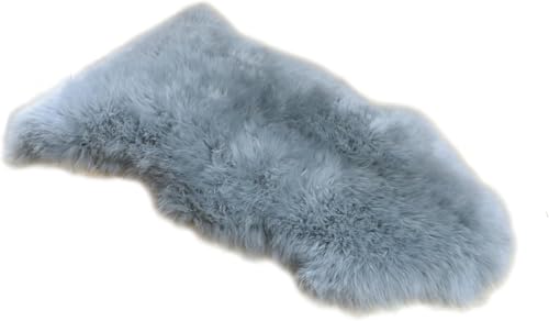 Woolous Schaffell Echt 90x60 cm – Neuseeland Lammfell Teppich, Flauschig, Weich & Dick, Teppich für Sofa, Stuhl Fellteppich Schlafzimmer & Wohnzimmer (Silbergrau) von Woolous