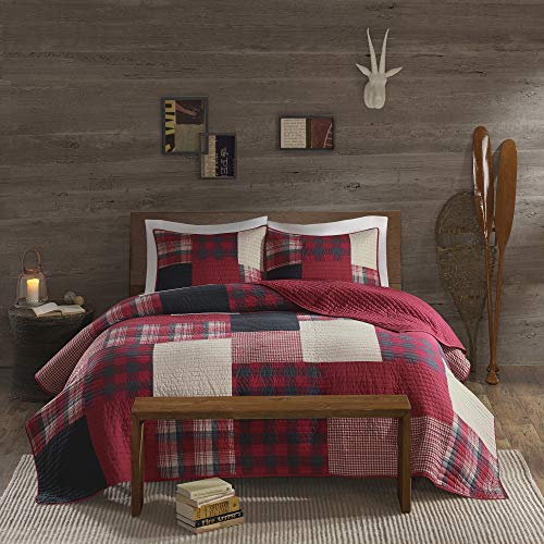 Woolrich Sunset Tagesdecke, Mini-Set für Doppelbett (233,7 x 243,8 cm), kariert, Rot von WOOLRICH