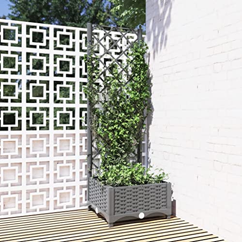 Hochbeete Für Garten Pflanzkübel Mit Rankgitter Hellgrau 40×40×121,5 cm PP, Pflanzkübel Groß Außen Für Balkon Terrasse, Blumenkasten Für Gemüse Blumen Kräuter Hochbeete Für Garten Pflanzkübel Mit Rankgitter Hellgrau 40×40×121,5 cm PP, Pflanzkübel Groß Außen Für Balkon Terrasse, Blumenkasten Für Gemüse Blumen Kräuter von Woonisher