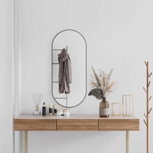 Wandspiegel Schwarz 100x45 cm Oval Einfache Möbel, Haus, Garten von Woonisher