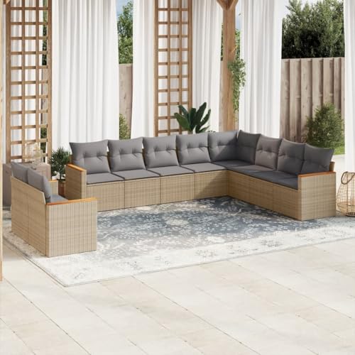 Woonisher 10-TLG. Garten-Sofagarnitur mit Kissen Beige Poly Rattan Rattan gartenmöbel Set Woonisher 10-TLG. Garten-Sofagarnitur mit Kissen Beige Poly Rattan Rattan gartenmöbel Set von Woonisher