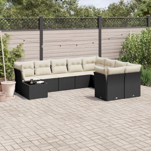 Woonisher 10-TLG. Garten-Sofagarnitur mit Kissen Schwarz Poly Rattan Rattan gartenmöbel Set Woonisher 10-TLG. Garten-Sofagarnitur mit Kissen Schwarz Poly Rattan Rattan gartenmöbel Set von Woonisher