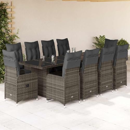Woonisher 11-TLG. Garten-Bistro-Set mit Kissen Grau Poly Rattan Rattan gartenmöbel Set Woonisher 11-TLG. Garten-Bistro-Set mit Kissen Grau Poly Rattan Rattan gartenmöbel Set von Woonisher