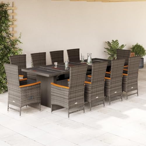 Woonisher 11-TLG. Garten-Essgruppe mit Kissen Grau Poly Rattan Rattan gartenmöbel Set Woonisher 11-TLG. Garten-Essgruppe mit Kissen Grau Poly Rattan Rattan gartenmöbel Set von Woonisher
