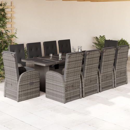 Woonisher 11-TLG. Garten-Essgruppe mit Kissen Grau Poly Rattan Rattan gartenmöbel Set Woonisher 11-TLG. Garten-Essgruppe mit Kissen Grau Poly Rattan Rattan gartenmöbel Set von Woonisher