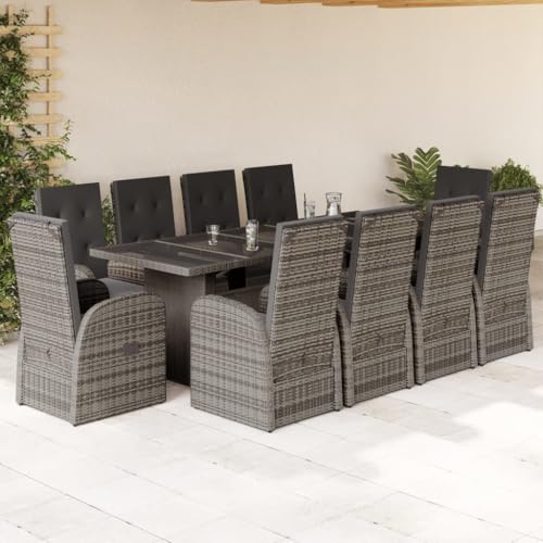 Woonisher 11-TLG. Garten-Essgruppe mit Kissen Grau Poly Rattan Rattan gartenmöbel Set Woonisher 11-TLG. Garten-Essgruppe mit Kissen Grau Poly Rattan Rattan gartenmöbel Set von Woonisher
