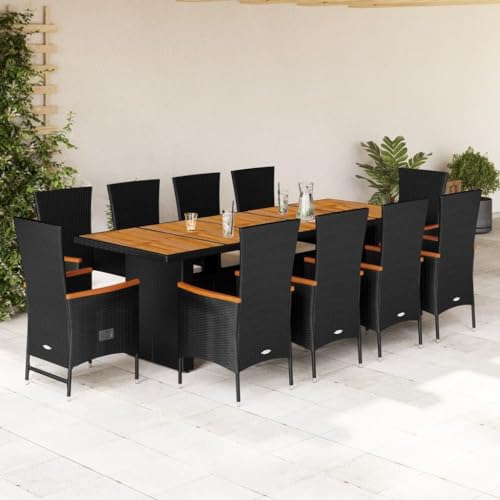 Woonisher 11-TLG. Garten-Essgruppe mit Kissen Schwarz Poly Rattan Rattan gartenmöbel Set Woonisher 11-TLG. Garten-Essgruppe mit Kissen Schwarz Poly Rattan Rattan gartenmöbel Set von Woonisher