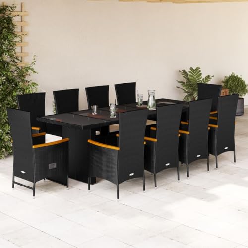 Woonisher 11-TLG. Garten-Essgruppe mit Kissen Schwarz Poly Rattan Rattan gartenmöbel Set Woonisher 11-TLG. Garten-Essgruppe mit Kissen Schwarz Poly Rattan Rattan gartenmöbel Set von Woonisher