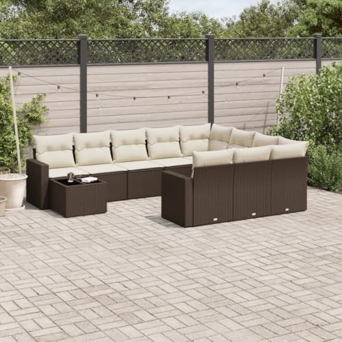 Woonisher 11-TLG. Garten-Sofagarnitur mit Kissen Braun Poly Rattan Rattan gartenmöbel Set Woonisher 11-TLG. Garten-Sofagarnitur mit Kissen Braun Poly Rattan Rattan gartenmöbel Set von Woonisher