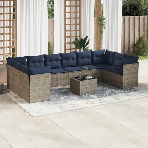 Woonisher 11-TLG. Garten-Sofagarnitur mit Kissen Grau Poly Rattan Rattan gartenmöbel Set Woonisher 11-TLG. Garten-Sofagarnitur mit Kissen Grau Poly Rattan Rattan gartenmöbel Set von Woonisher