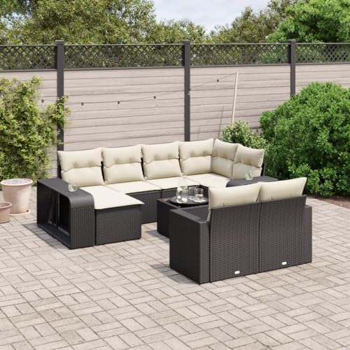 Woonisher 11-TLG. Garten-Sofagarnitur mit Kissen Schwarz Poly Rattan Rattan gartenmöbel Set Woonisher 11-TLG. Garten-Sofagarnitur mit Kissen Schwarz Poly Rattan Rattan gartenmöbel Set von Woonisher