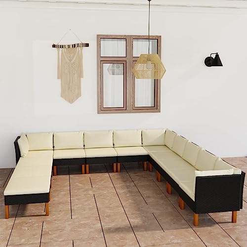 Woonisher 12-TLG. Garten-Lounge-Set mit Kissen Poly Rattan Schwarz Rattan gartenmöbel Set Woonisher 12-TLG. Garten-Lounge-Set mit Kissen Poly Rattan Schwarz Rattan gartenmöbel Set von Woonisher