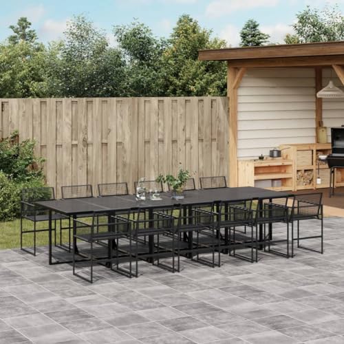 Woonisher 13-TLG. Garten-Essgruppe Schwarz Poly Rattan Rattan gartenmöbel Set von Woonisher