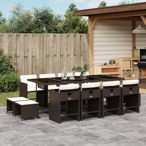 Woonisher 13-TLG. Garten-Essgruppe mit Kissen Braun Poly Rattan Rattan gartenmöbel Set Woonisher 13-TLG. Garten-Essgruppe mit Kissen Braun Poly Rattan Rattan gartenmöbel Set von Woonisher