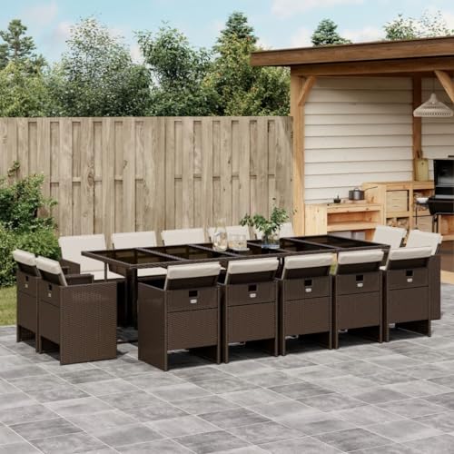 Woonisher 15-TLG. Garten-Essgruppe mit Kissen Braun Poly Rattan Rattan gartenmöbel Set Woonisher 15-TLG. Garten-Essgruppe mit Kissen Braun Poly Rattan Rattan gartenmöbel Set von Woonisher