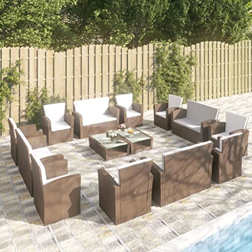 Woonisher 16-TLG. Garten-Lounge-Set mit Kissen Poly-Rattan Braun Rattan gartenmöbel Set Woonisher 16-TLG. Garten-Lounge-Set mit Kissen Poly-Rattan Braun Rattan gartenmöbel Set von Woonisher