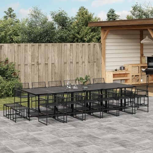 Woonisher 17-TLG. Garten-Essgruppe Schwarz Poly Rattan Rattan gartenmöbel Set von Woonisher