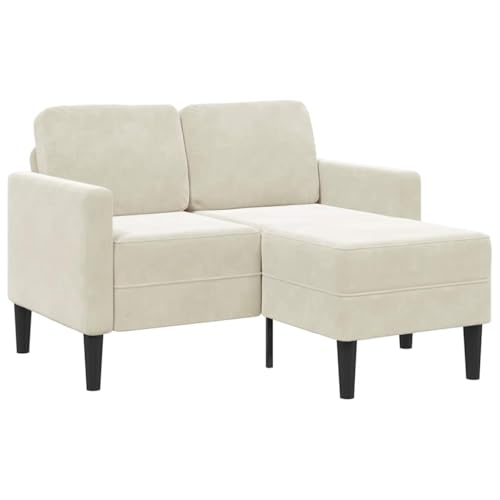 Woonisher 2-Sitzer-Sofa mit Chaiselongue L-Form Creme 125 cm Samt von Woonisher