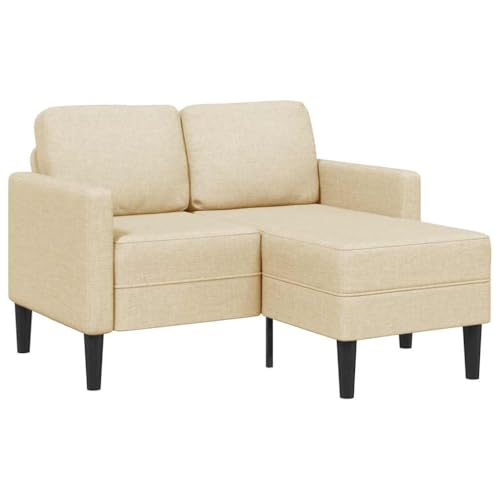 Woonisher 2-Sitzer-Sofa mit Chaiselongue L-Form Creme 125 cm Stoff von Woonisher