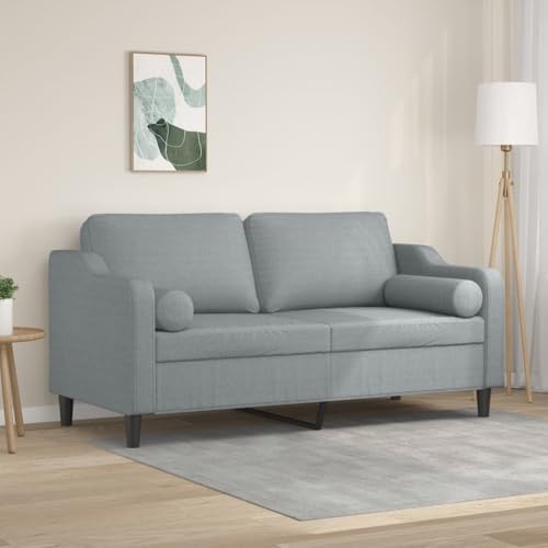 Woonisher 2-Sitzer-Sofa mit Zierkissen Hellgrau 140 cm Stoff von Woonisher