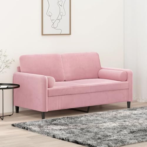 Woonisher 2-Sitzer-Sofa mit Zierkissen Rosa 140 cm Samt von Woonisher