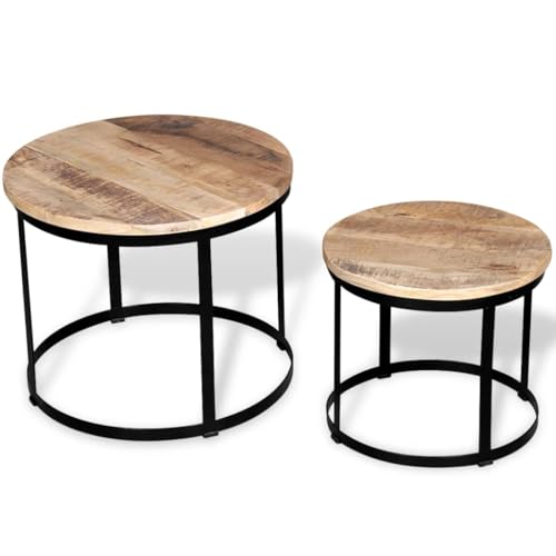 Woonisher 2-TLG. Couchtisch-Set Raues Mangoholz Rund 40cm/50cm Table Basse Salon Petite Table Jardin de Woonisher 2-TLG. Couchtisch-Set Raues Mangoholz Rund 40cm/50cm Table Basse Salon Petite Table Jardin de von Woonisher