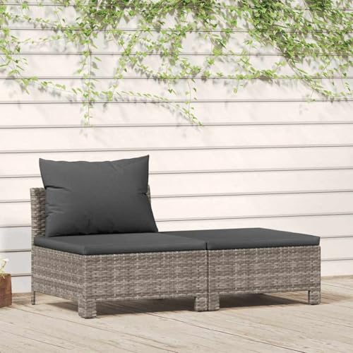 Woonisher 2-TLG. Garten-Lounge-Set mit Kissen Grau Poly Rattan Rattan gartenmöbel Set Woonisher 2-TLG. Garten-Lounge-Set mit Kissen Grau Poly Rattan Rattan gartenmöbel Set von Woonisher