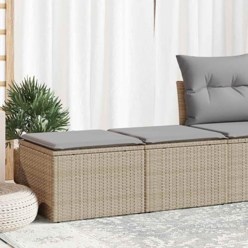 Woonisher 2-TLG. Garten-Sofagarnitur mit Kissen Beige Poly Rattan Akazie Rattan gartenmöbel Set von Woonisher