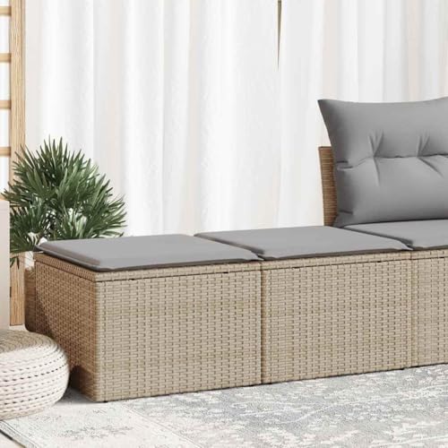 Woonisher 2-TLG. Garten-Sofagarnitur mit Kissen Beige Poly Rattan Akazie Rattan gartenmöbel Set von Woonisher