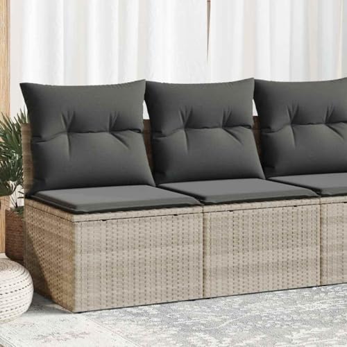 Woonisher 2-TLG. Garten-Sofagarnitur mit Kissen Hellgrau Poly Rattan Rattan gartenmöbel Set von Woonisher