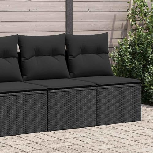 Woonisher 2-TLG. Garten-Sofagarnitur mit Kissen Schwarz Poly Rattan Rattan gartenmöbel Set von Woonisher