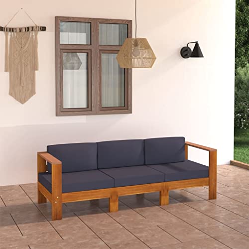 Woonisher 3-Sitzer-Gartensofa mit Dunkelgrauen Auflagen Massivholz Akazie Rattan gartenmöbel Set Woonisher 3-Sitzer-Gartensofa mit Dunkelgrauen Auflagen Massivholz Akazie Rattan gartenmöbel Set von Woonisher