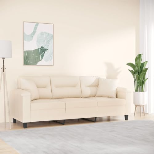 Woonisher 3-Sitzer-Sofa mit Kissen Beige 180 cm Mikrofasergewebe von Woonisher