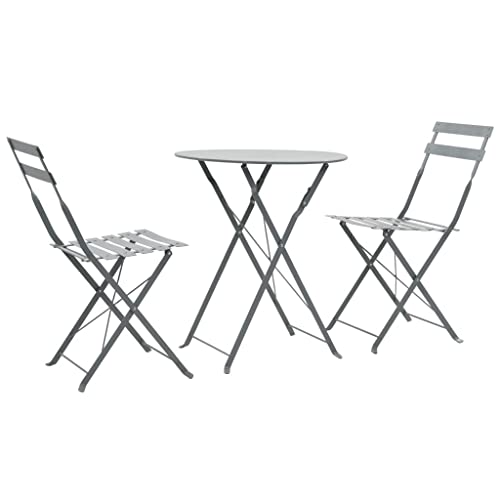Woonisher 3-TLG. Bistro-Set Stahl Grau Rattan gartenmöbel Set Woonisher 3-TLG. Bistro-Set Stahl Grau Rattan gartenmöbel Set von Woonisher