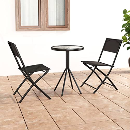Woonisher 3-TLG. Bistro-Set Stahl Schwarz Rattan gartenmöbel Set Woonisher 3-TLG. Bistro-Set Stahl Schwarz Rattan gartenmöbel Set von Woonisher