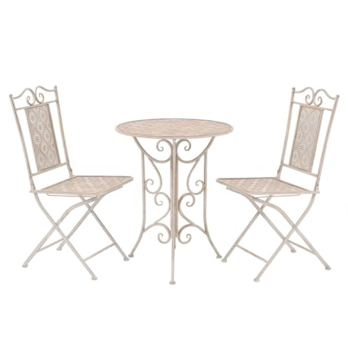 Woonisher 3-TLG. Bistro-Set Stahl Weiß Rattan gartenmöbel Set Woonisher 3-TLG. Bistro-Set Stahl Weiß Rattan gartenmöbel Set von Woonisher