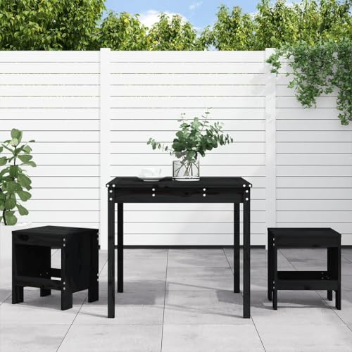 Woonisher 3-TLG. Garten-Bistro-Set Schwarz Massivholz Kiefer Rattan gartenmöbel Set von Woonisher