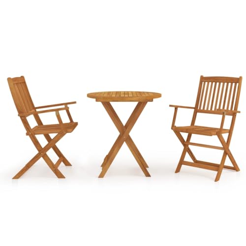 Woonisher 3-TLG. Garten-Essgruppe Klappbar Massivholz Akazie Rattan gartenmöbel Set von Woonisher