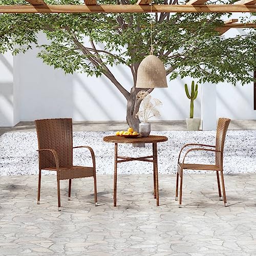 Woonisher 3-TLG. Garten-Essgruppe Poly Rattan Braun Rattan gartenmöbel Set von Woonisher