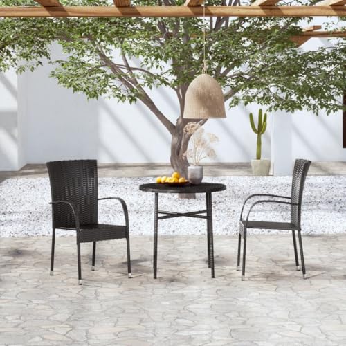 Woonisher 3-TLG. Garten-Essgruppe Poly Rattan Schwarz Rattan gartenmöbel Set Woonisher 3-TLG. Garten-Essgruppe Poly Rattan Schwarz Rattan gartenmöbel Set von Woonisher