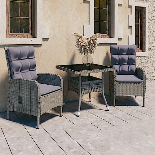 Woonisher 3-TLG. Garten-Essgruppe Poly Rattan und Glas Grau Rattan gartenmöbel Set Woonisher 3-TLG. Garten-Essgruppe Poly Rattan und Glas Grau Rattan gartenmöbel Set von Woonisher