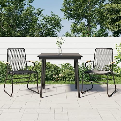 Woonisher 3-TLG. Garten-Essgruppe Schwarz PVC Rattan Rattan gartenmöbel Set Woonisher 3-TLG. Garten-Essgruppe Schwarz PVC Rattan Rattan gartenmöbel Set von Woonisher