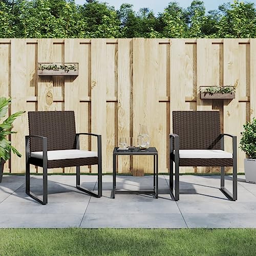 Woonisher 3-TLG. Garten-Essgruppe mit Kissen Braun PP-Rattan Rattan gartenmöbel Set von Woonisher