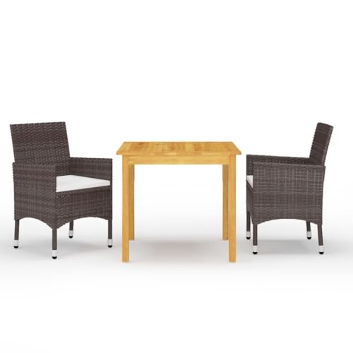 Woonisher 3-TLG. Garten-Essgruppe mit Kissen Braun Rattan gartenmöbel Set Woonisher 3-TLG. Garten-Essgruppe mit Kissen Braun Rattan gartenmöbel Set von Woonisher